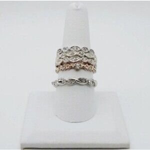 Rhinestone Fashion Ring Set of 5 Silver & Gold Tone